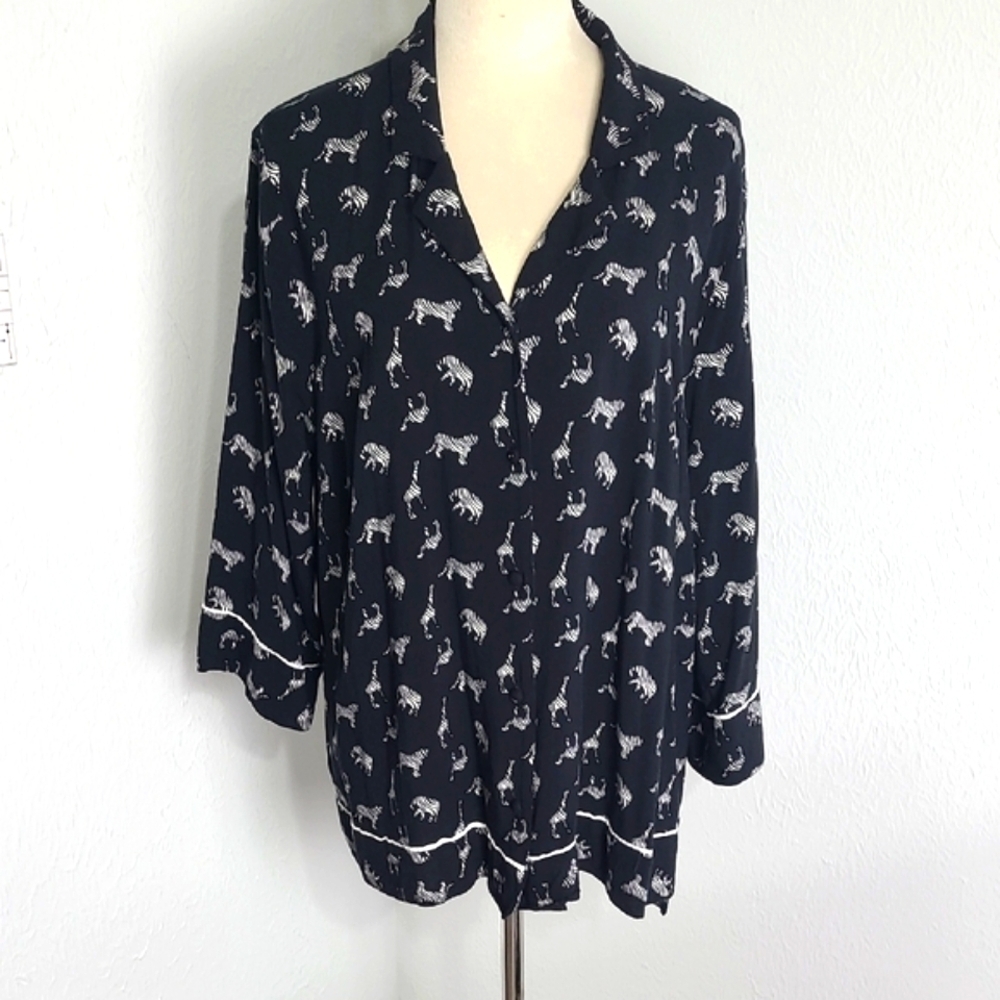 Cato Black & White Zebra Print Buttondown Blouse/Jacket, Size  18/20W